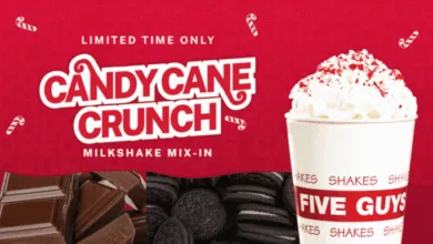 Five Guys Brings Back Candy Cane Crunch Milkshake for Holiday Season Five Guys Brings Back Candy Cane Crunch Milkshake for Holiday Season