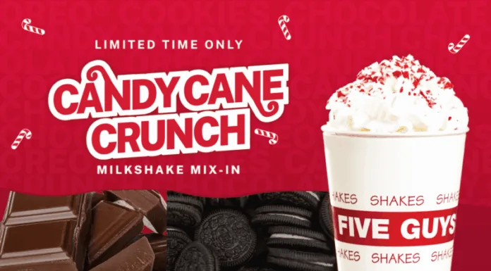 Five Guys Brings Back Candy Cane Crunch Milkshake for Holiday Season